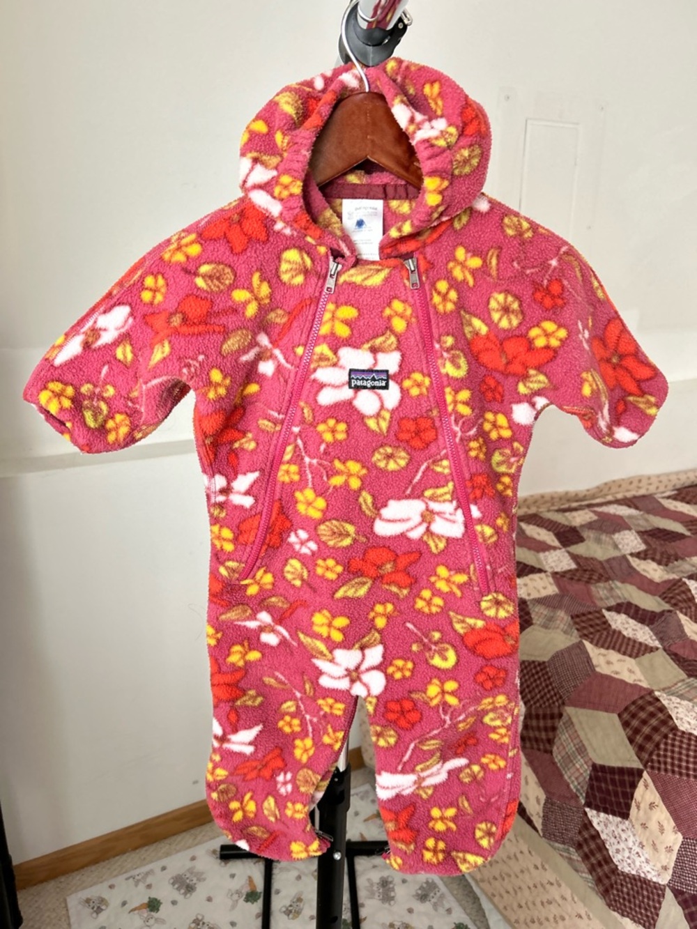 Patagonia Vintage Fleece Bunting Snowsuit Floral Baby 6 Months